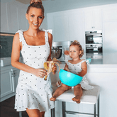 Robe mère fille blanc à pois